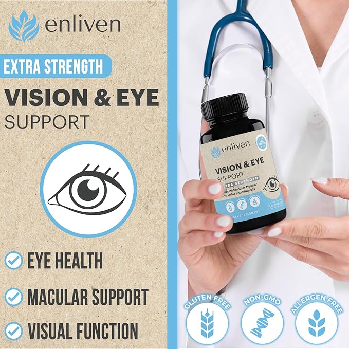 Lutein and Zeaxanthin Eye Health Supplement | Vision Support with Antioxidants Zinc Vitamin C &amp E | Helps Reduce Eye Strain Support Macular Health &amp Clarity | 60 Capsules | Made in USA