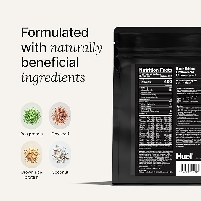 Huel Black Edition | Vanilla 40g Vegan Protein Powder | Nutritionally Complete Meal Replacement | 27 Vitamins and Minerals Gluten Free | 17 Servings
