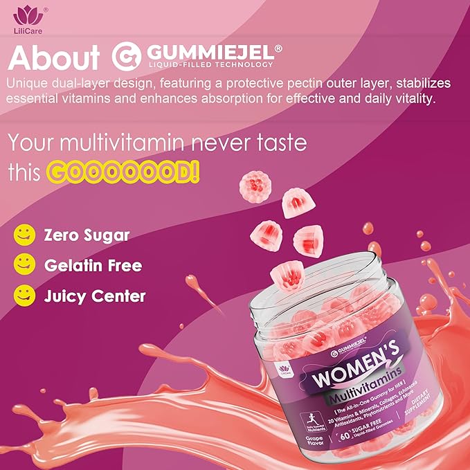 Womens Multivitamin Gummy Methylated Multivitamin for Women Biotin Methylfolate Iron Collagen Vitamins A C D B Complex Antioxidants for Women's Daily Support Beauty Immune No Sugar 60 Cts