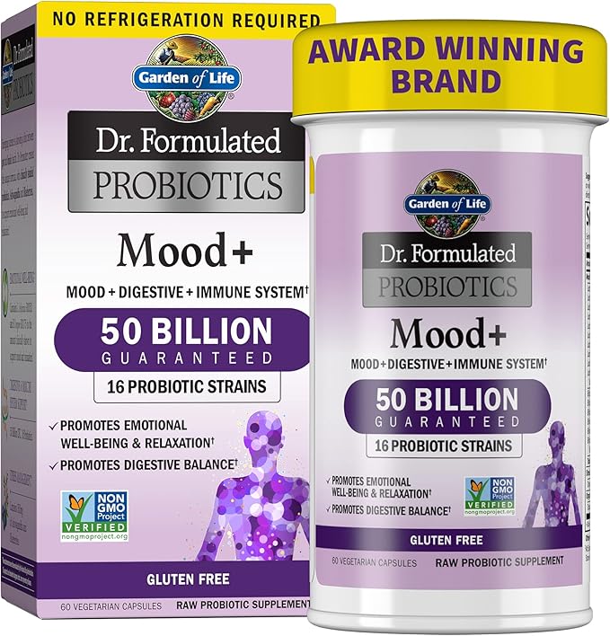 Garden of Life Probiotics for Men Dr Formulated 50 Billion CFU 15 Probiotics &amp Dr. Formulated Probiotics Mood+ Acidophilus Probiotic Supplement
