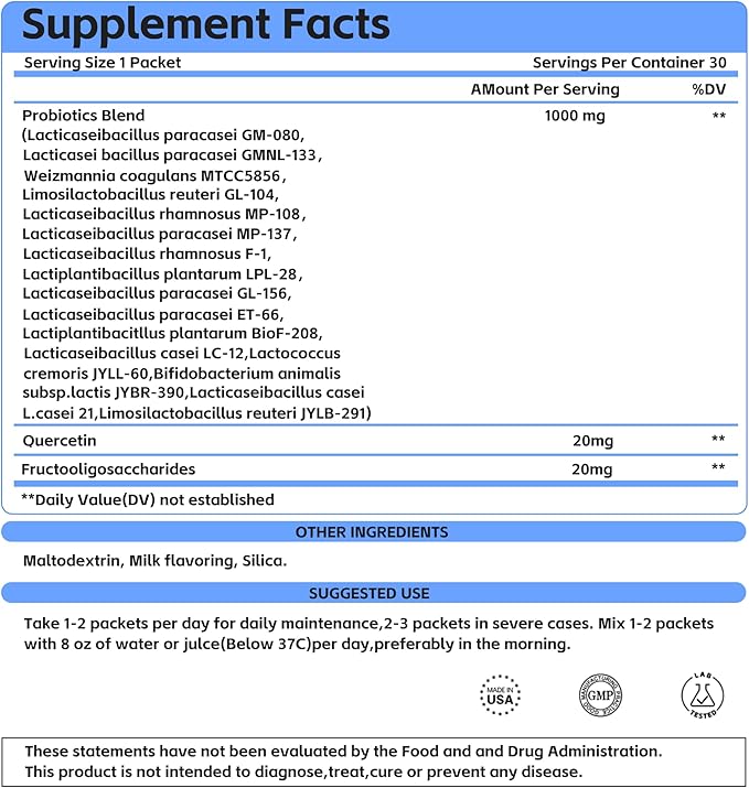 Pioers Probiotics for Men &amp Women Allergy Relief Probiotic Supplement for Skin Nose and Respiratory Comfort Gut Health &amp Immune Support 30 Bags/Box
