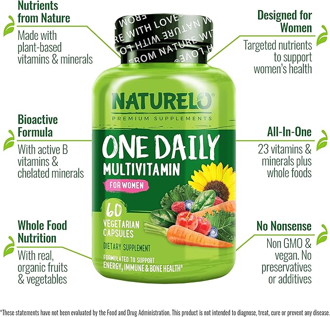 NATURELO One Daily Multivitamin for Women 60 Capsules and One Daily Multivitamin for Men 60 Capsules - 2 Month Supply Bundle