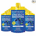 Designer Wellness Energy Smoothie Real Fruit 100mg Natural Caffeine 5g Protein Low Carb Zero Added Sugar Gluten-Free Blue Raspberry 12 Count