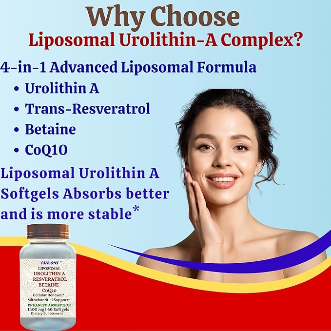 Nikoni Liposomal Urolithin-A Supplement 1400mg Supports Healthy Aging Cellular Renewal &amp Muscle Health- 240 Softgels
