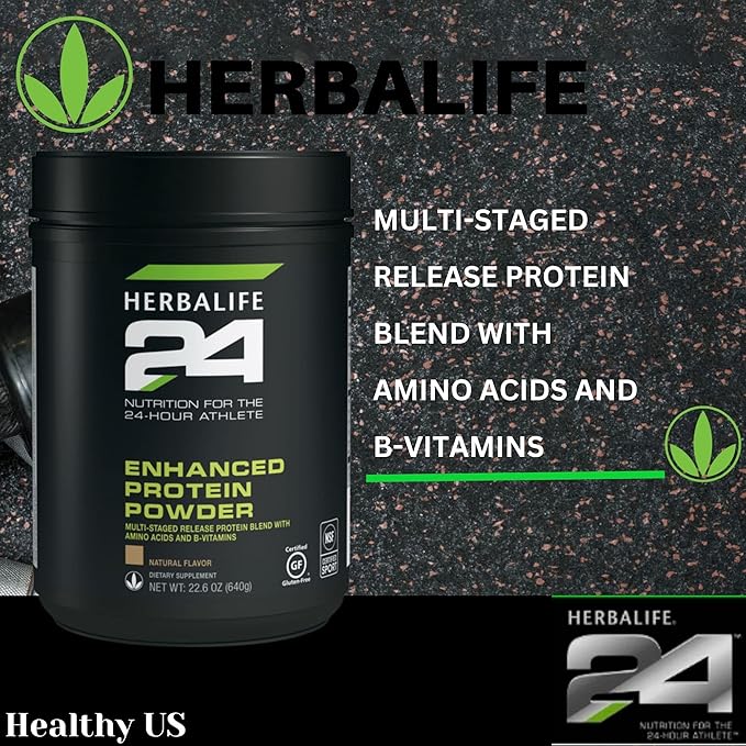 Herbalife 24 Enhanced Protein Powder: Natural Flavor (640 G) for The 24-Hour Athlete Natural Flavor No Artificial Sweetener 0g Added Sugar Gluten-Free