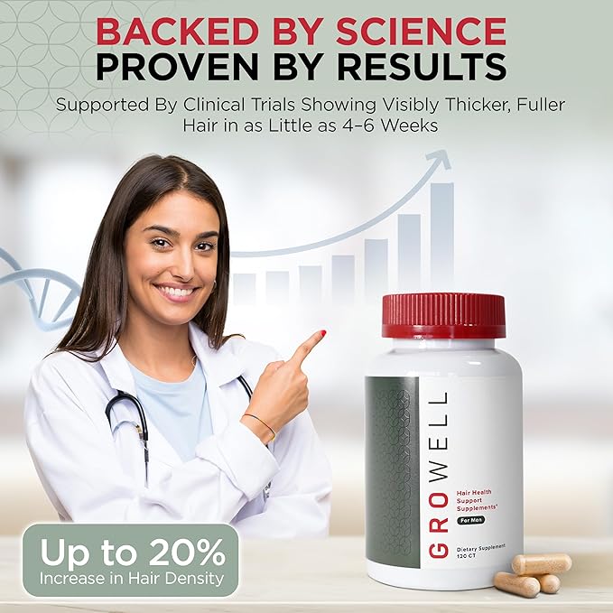 Hair Growth Supplements for Men – Clinically tested for visibly thicker hair and scalp coverage – All natural ingredients saw palmetto to block DHT – Drug-free Safe – Doctor recommended