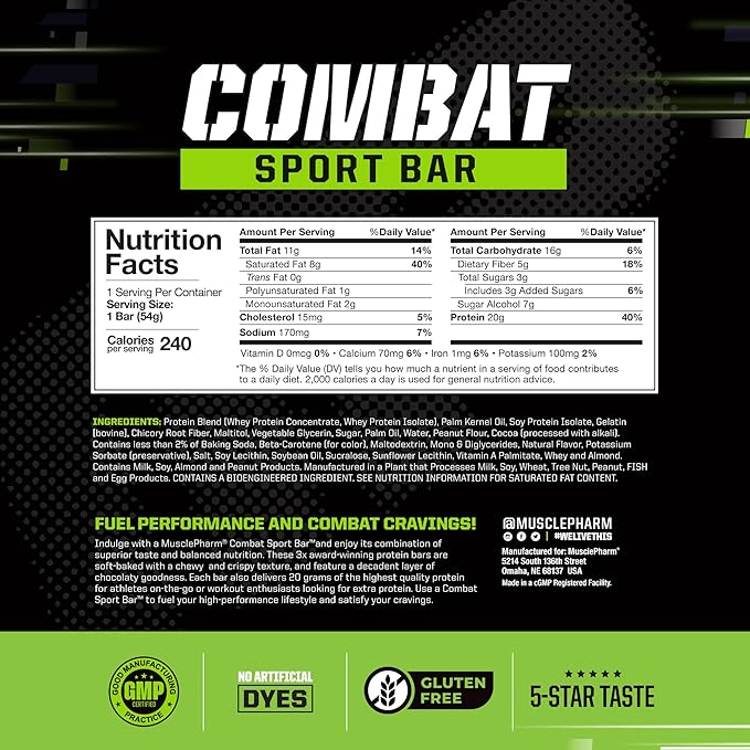 Muscle Pharm Combat Protein 4lb Chocolate Milk and Combat Chocolate Peanut Butter Sport Bars