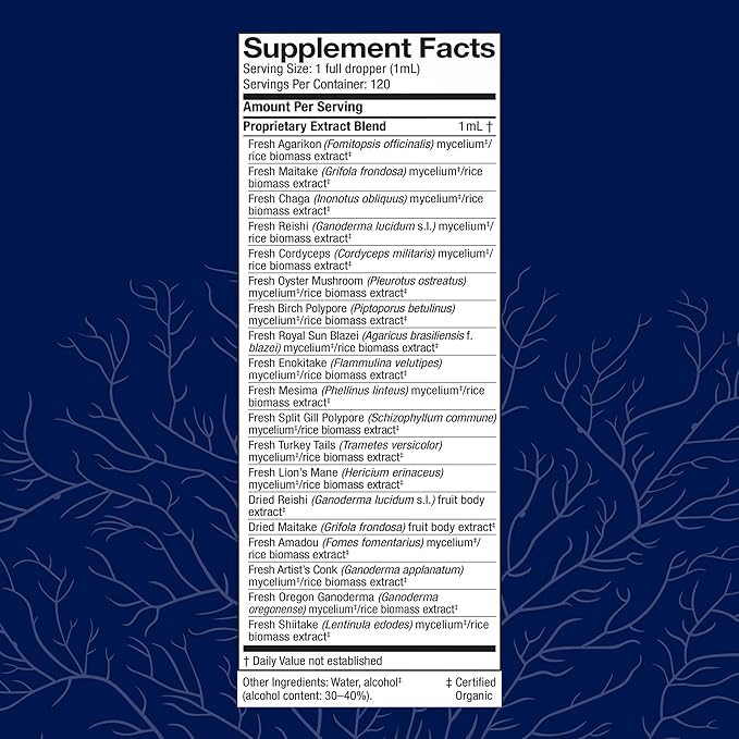Host Defense MyCommunity Extract - 17 Species Blend Mushroom Supplement for Immune Support - Extract with Lion's Mane Reishi. Chaga Cordyceps Turkey Tail &amp More - 4 fl oz (120 Servings)*
