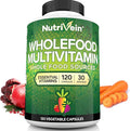 Nutrivein Whole Food Multivitamin for Men &amp Women – 120 Vegan Multivitamin Caps for Adults – Daily Energy Immune &amp Heart Support – Raw Fruit &amp Veggie Blend + B Vitamins - Not Intended for