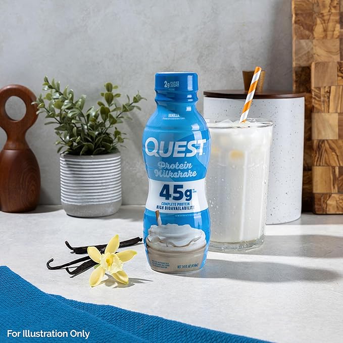 Quest Nutrition Vanilla Protein Shake 45g Protein 2g Sugar 3g Net Carbs Ready to Drink Gluten Free 12 Count