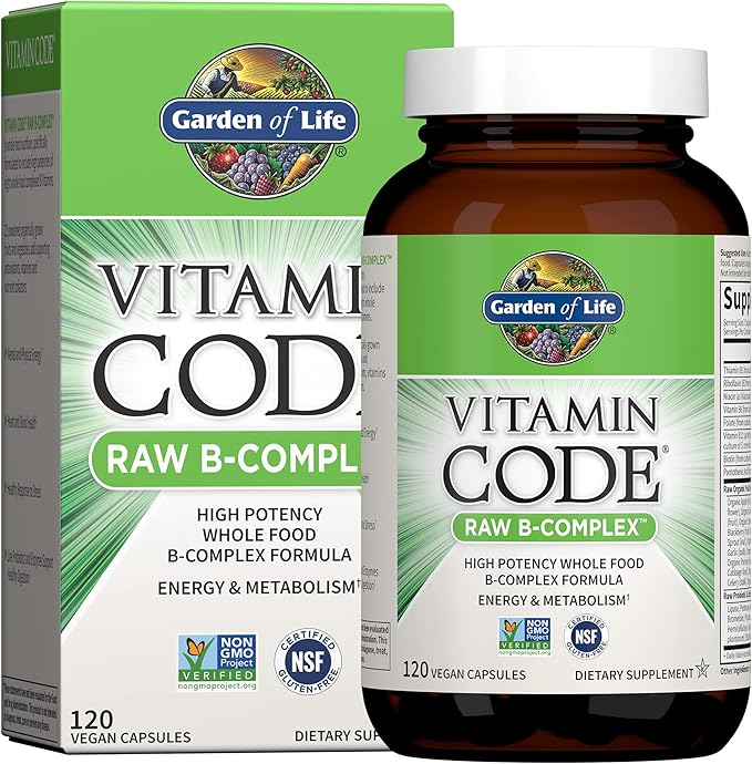 Garden of Life Women's Multivitamin 60 Tablets and Vitamin B Complex 120 Capsules for Energy Metabolism Heart and Immune Health