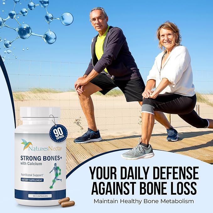 Nature's Nectar Bone &amp Joint Supplements for Men &amp Women – Supports Bone Health Strength &amp Growth with Calcium Vitamin D Magnesium &amp Strontium – Bone Builder Formula for Maximum Abs