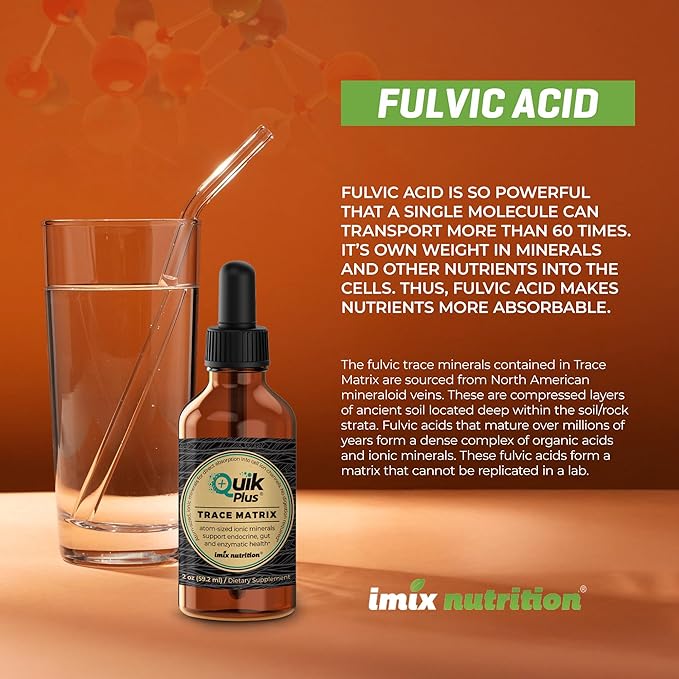 QuikPlus Liquid Mineral Supplement for Adults – Vegan Gluten-Free All Natural Highly Bioavailable – 2 oz Bottle (Trace Matrix)