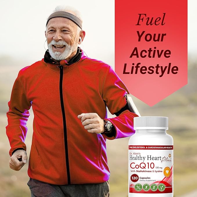 CoQ10 Cardiovascular Supplement 150mg – Coenzyme Q10 Nattokinase Pomegranate Garlic &amp Lysine for Blood Cholesterol Circulation Heart Plus CoQ10 Supplement for Men &amp Women 120 Capsules by