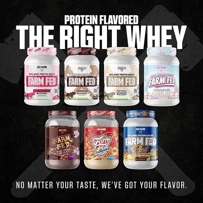 Axe &amp Sledge Farm Fed 100% Whey Protein Isolate | 25g Protein | Low Carb Low Sugar Gluten Free | Protein Powder for Men and Women | Keto | Made in The USA | 28 Servings Vanilla Milkshake