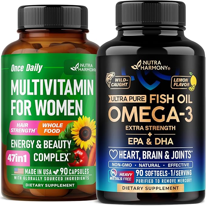 NUTRAHARMONY Multivitamins for Women Capsules &amp Omega 3 Fish Oil Softgels