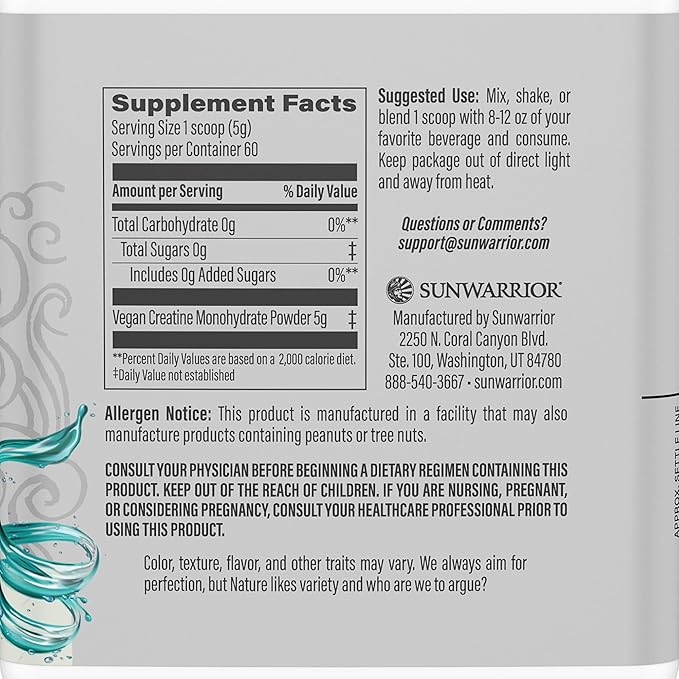 Sunwarrior Vegan Protein Powder | Unflavored 30 Servings &amp Creatine Monohydrate Powder | Unflavored 60 Servings
