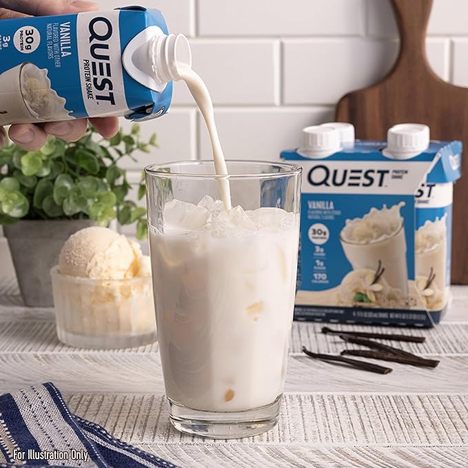 Quest Nutrition Ready to Drink Vanilla Protein Shake 30g Protein 3g Net Carbs Gluten Free Keto Friendly 11 fl.oz 4 Count (Pack of 3)