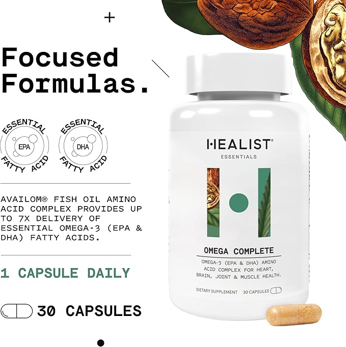 HEALIST Men’s Wellness Bundle – Probiotic + Omega 3 Supplement for Gut Heart Brain &amp Joint Health – 2-Pack 30 Vegan Capsules Each