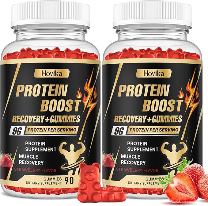 Whey Protein Gummies 9g Protein per Serving Easy to Take Snacks for Men &amp Women Recovery + Gummies for Protein Boost Muscle Energy Support Strawberry Flavor 180 Gummies