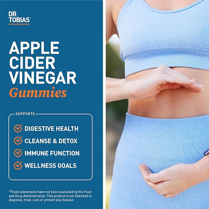 Dr. Tobias Adult Multivamin &amp Apple Cider Vinegar Gummies Supports Energy Immunity &amp Gut Health with 42 Fruits &amp Vegetables Plus Probiotics Cludes The Mother FOlate B12