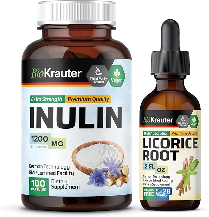 BIO KRAUTER Inulin 100 Capsules &amp Licorice Root Tincture 2 Fl. Oz.