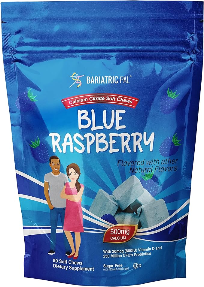 BariatricPal 30-Day Bariatric Vitamin Bundle (Multivitamin ONE 1 per Day! Capsule with 45mg Iron and Calcium Citrate Soft Chews 500mg with Probiotics - Blue Raspberry)