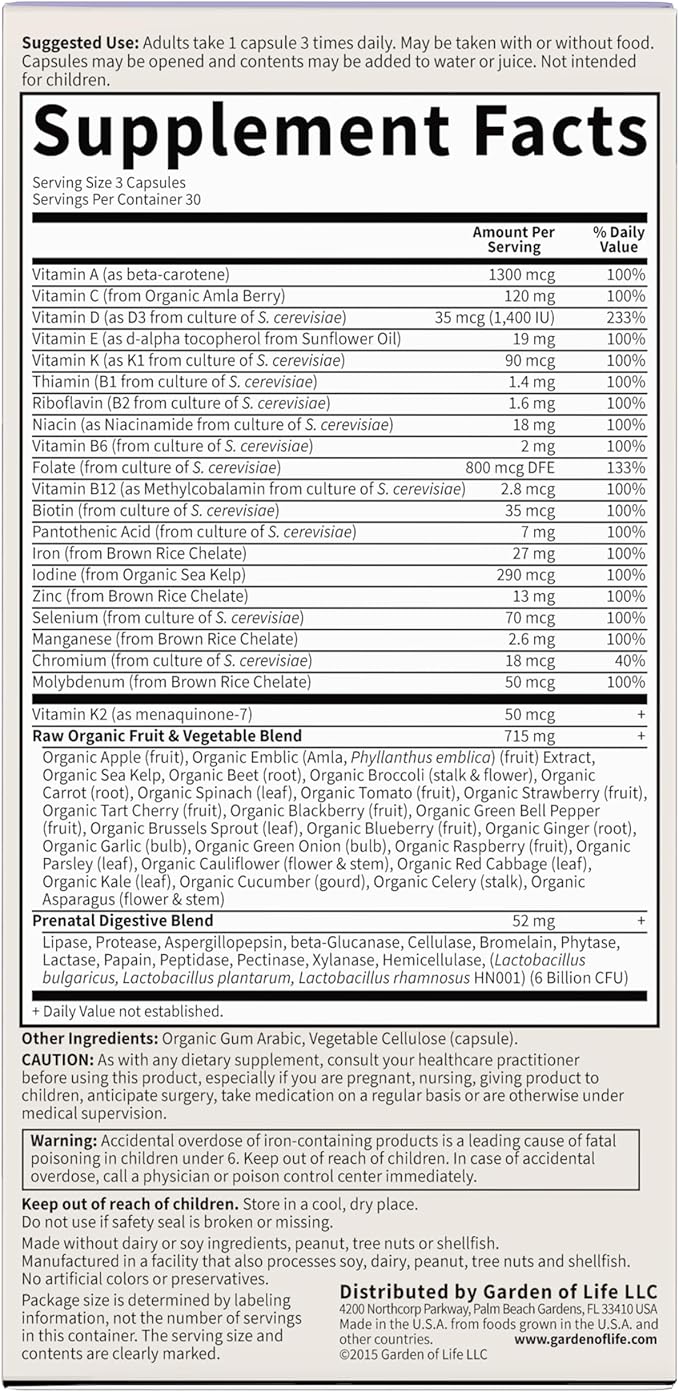 Garden of Life Vitamin Code® RAW Prenatal™ 90 Vegetarian Capsules