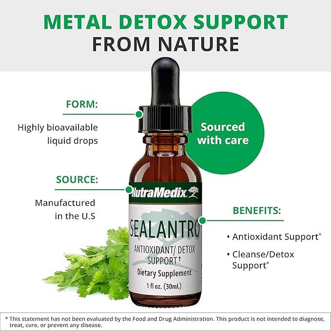 NutraMedix Sealantro - Body Detox Drops &amp Antioxidants Supplement - Chlorella Pacific Cold-Water Red Seaweed &amp Cilantro Extract - Herbal Detox Formula (1oz)