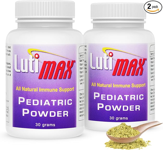 Lutimax Pediatric Powder Brain Supplement with Luteolin &amp Rutin for Kids - Memory Focus Muscle &amp Immune Support Brain Supplements - Nootropic Antioxidants - 200 Servings
