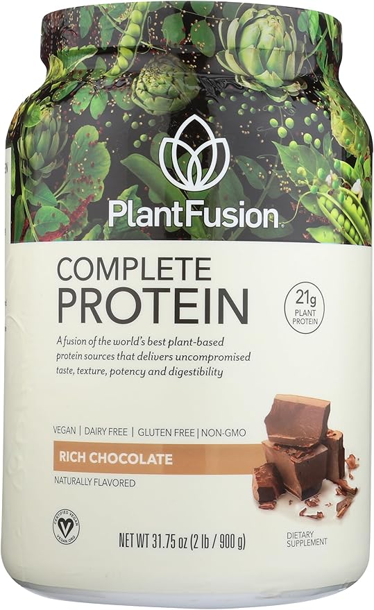 PlantFusion Complete Vegan Protein Powder - Plant Based With BCAAs Digestive Enzymes and Pea Protein - Keto Gluten Free Soy Free Non-Dairy No Sugar Non-GMO - Chocolate 2 lb