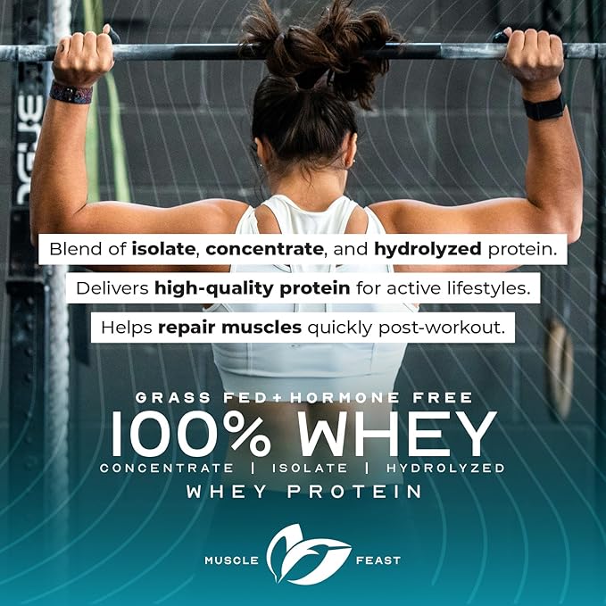 Muscle Feast 100% Whey + Creatine Bundle: (1) 100% Whey Protein (Vanilla 5lb) + (1) Creatine Powder (Unflavored 300g)