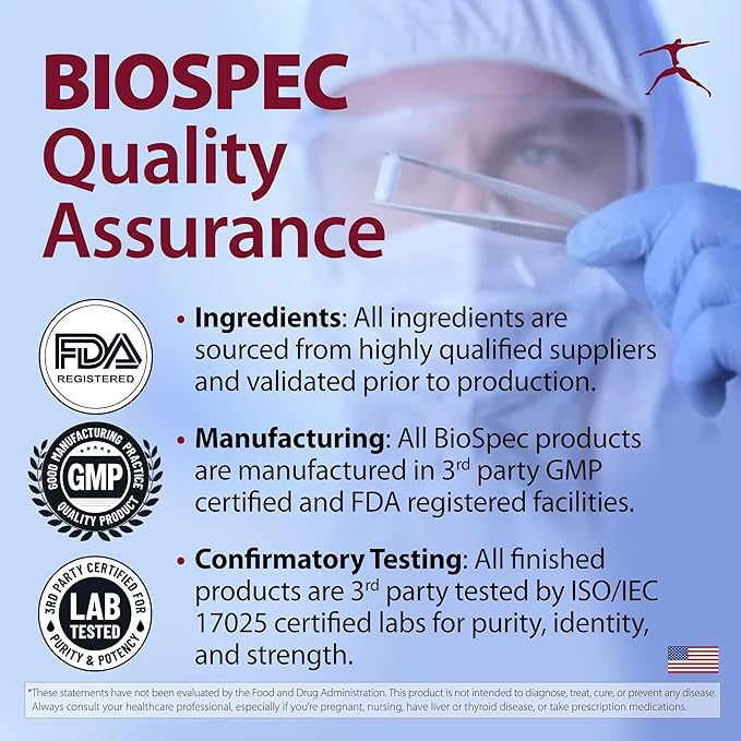 Biospec Nutritionals Mag Glycinate 510 – Magnesium Glycinate – Nutritional Supplement for Stress Heart Health Nerves Muscles Energy and Metabolism* - (100 Capsules)