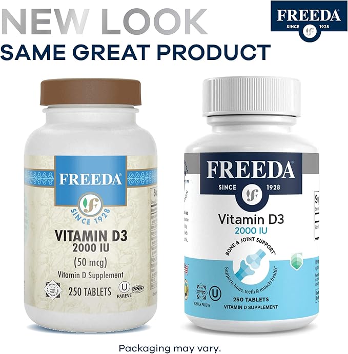 FREEDA Vitamin D3 3000 IU – High-Potency Vitamin D for Bone Strength &amp Immune Support – Easy-to-Swallow Tablets – 250 Tiny Tablets