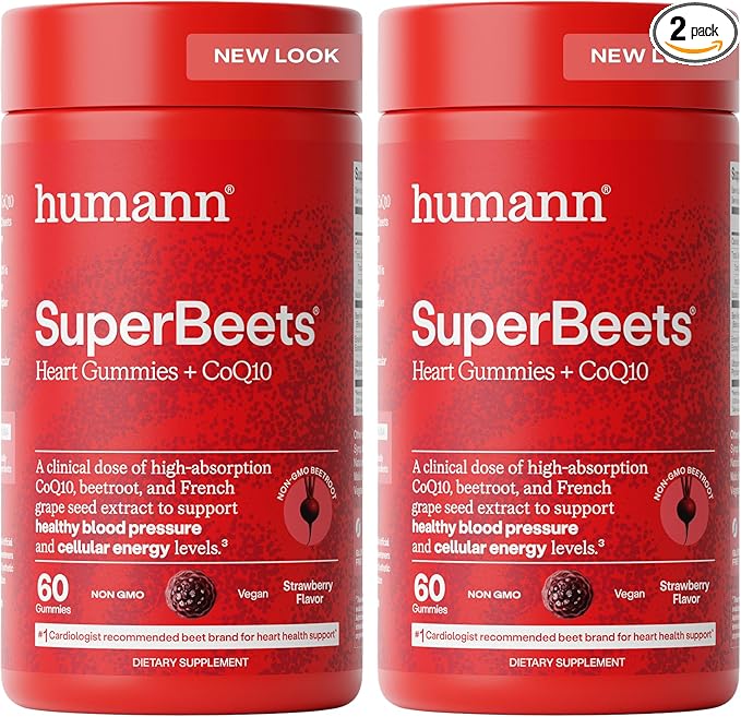 Humann SuperBeets Heart Gummies Advanced - CoQ10 150 mg Plus Beet Root Powder &amp Grape Seed Extract 120 Count