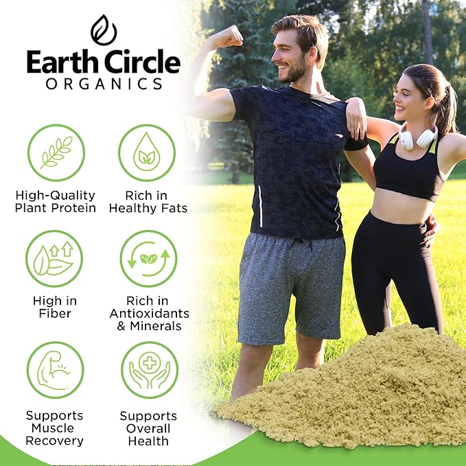 Earth Circle Organics Organic Hemp Protein Powder Lab Tested 100% Gluten Free Plant Based &amp Vegan Raw Protein Powder - Perfect for Keto Meal Replacement Shakes Pre &amp Post Workout (8oz Pac