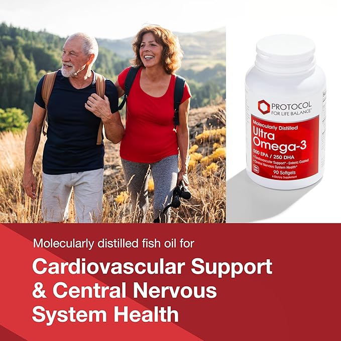 PROTOCOL FOR LIFE BALANCE Ultra Omega-3-500mg EPA &amp 250mg DHA - Fish Oil for Brain Support Heart &amp Nervous System Health - EPA DHA Omega Supplement - Non-GMO &amp Halal - 90 Softgels