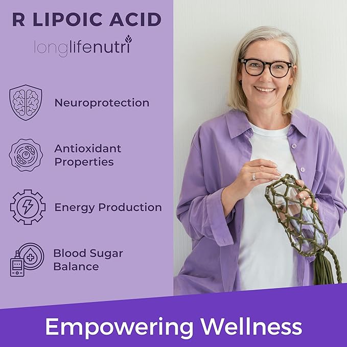 LongLifeNutri R-Alpha Lipoic Acid 300 mg + CurcuPEA+ (Palmitoylethanolamide + Turmeric Complex 600/1000 mg) Bundle - 120-180 Capsules Cellular Energy &amp Natural Antioxidant GMP Certified Made in