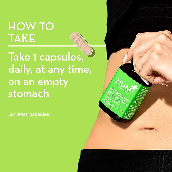 HUM Gut Instinct Daily Probiotics for Women and Men Digestive Health Lactobacillus Bifidobacterium Strains for Immune Support Probiotic Supplement for Healthy Gut Diversity 90 Capsules