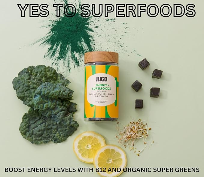 JUGO Beauty + Energy Gummies Bundle – Collagen Biotin &amp Vitamin B12 – Supports Hair Skin Nails &amp Natural Energy – Plant-Based &amp Gluten-Free