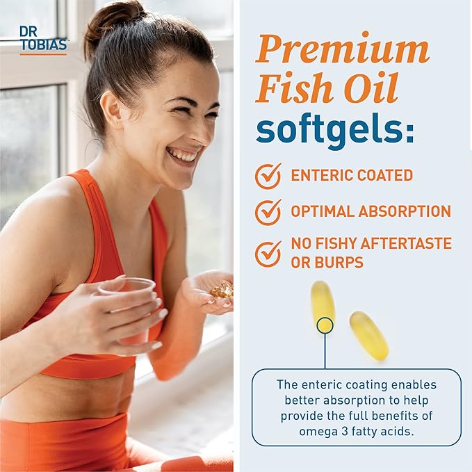 Dr. Tobias AKG Supplement &amp Omega 3 Fish Oil Support Cellular Energy &amp Overall Health with AKG and Triple-Strength Omega 3 EPA &amp DHA Non-GMO