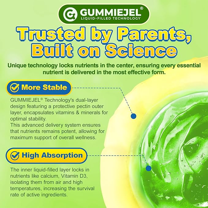 Kids Calcium Gummies + Vitamin D3 (1000IU/2000IU) K2 Magnesium Phosphorus Probiotic Algae Calcium Supplement for Kids 4+ &amp Teens for Bones &amp Teeth Extra Calcium Absorption Sugar Free 6