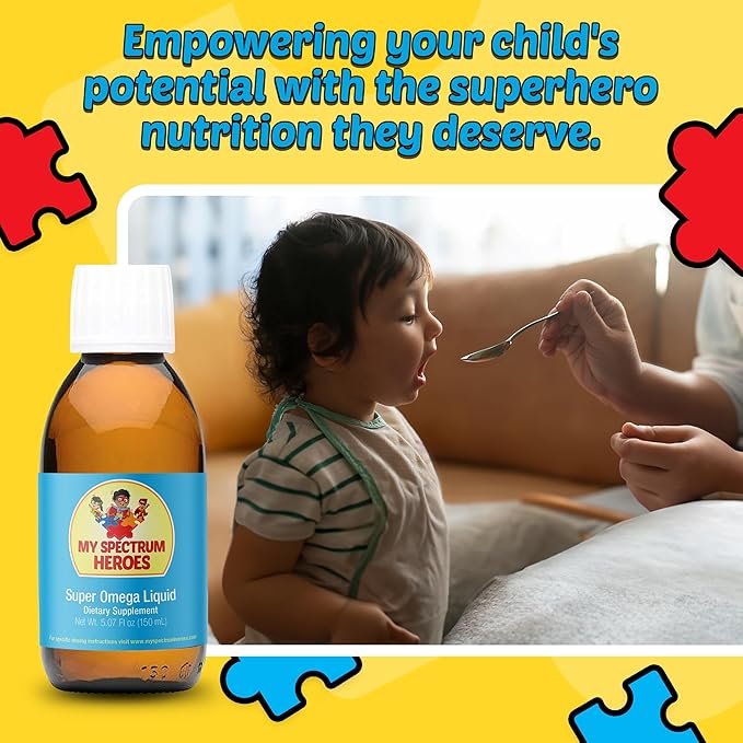 My Spectrum Heroes Fish Oil Supplement for Children - Omega 3 for Neural Assistance Inflammation &amp Immune Aid - EPA &amp DHA for Brain &amp Eye Health - Kids &amp Adult Liquid Supplement - 5.0