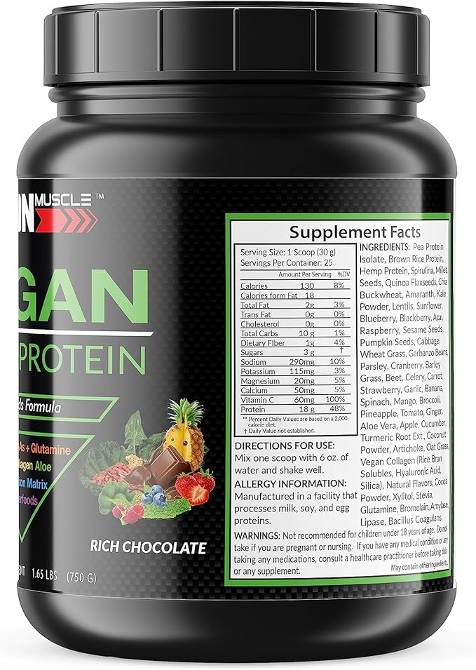 Opto Vegan Super Protein- Rich Chocolate | Vegan Protein | Plant Based Protein | Hemp Pea Brown Rice | Greens | Antioxidants