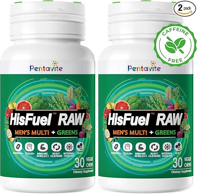 HisFuel Multivitamin for Men 20-in-1 Mens Vitamins with Natrual Fruits &amp Veggies Vitamins &amp Minerals Taurine Boost Energy &amp Health Support Immune &amp Antioxidant Shield 60 Days Sup