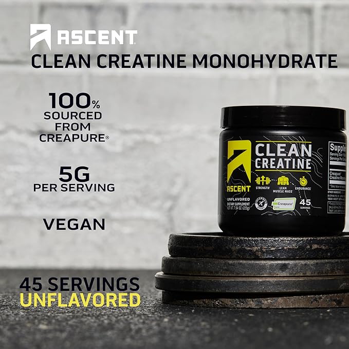 Ascent 100% Whey Protein Powder Chocolate Peanut Butter 2 lb &amp Creatine Monohydrate Powder Unflavored 45 Servings
