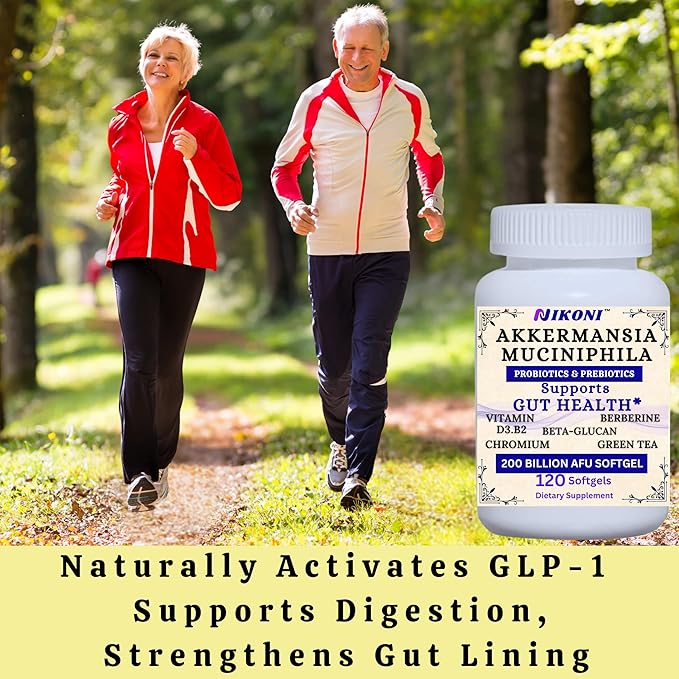 Nikoni Akkermansia Muciniphila GLP-1 Probiotic Supplement for Women &amp Men Gut Health (240 Softgels)