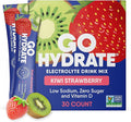 GoHydrate Instant Hydration Powder Packets - Low Sodium Electrolytes Drink Mix - Natural Hydration Support Sugar Free Electrolyte Flavored Powder Drink with Vitamin D 30 Packs Kiwi Strawberry