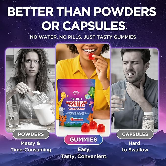 Magnesium Complex 700mg - 12 in 1 Magnesium Gummies with Glycinate Citrate Malate Oxide Taurate Aspartate Orotate - Supports Relaxation Muscle &amp Heart - Sugar Free Strawberry 120 Count