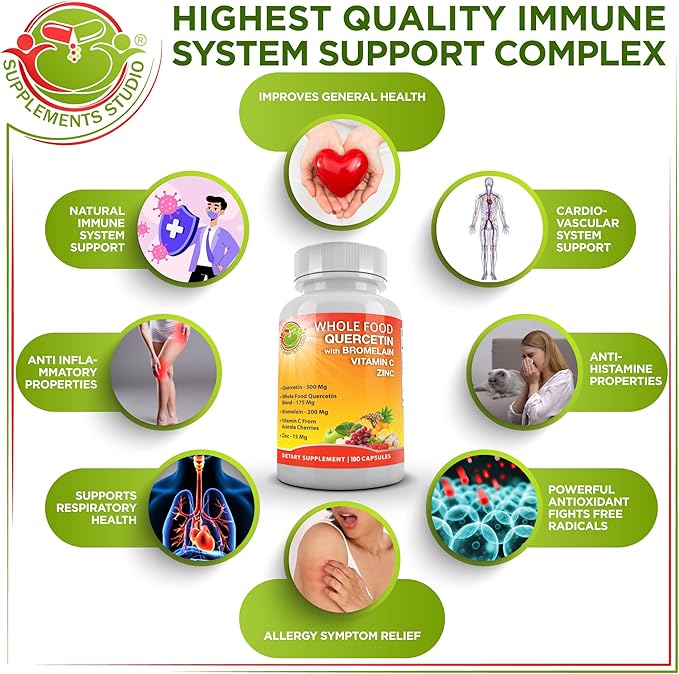 Liposomal Glutathione 500mg &amp Quercetin with Bromelain Zinc and Vitamin C – Antioxidant &amp Immune Support Bundle with Organic Whole Food Blends – Vegan Non-GMO Respiratory Health Formula